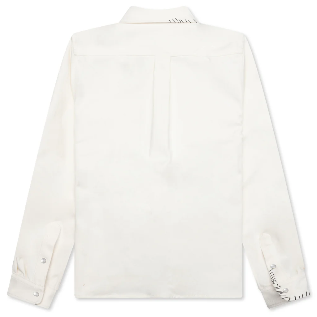 White Drill Shirt With Mending - Lily White - Image 2