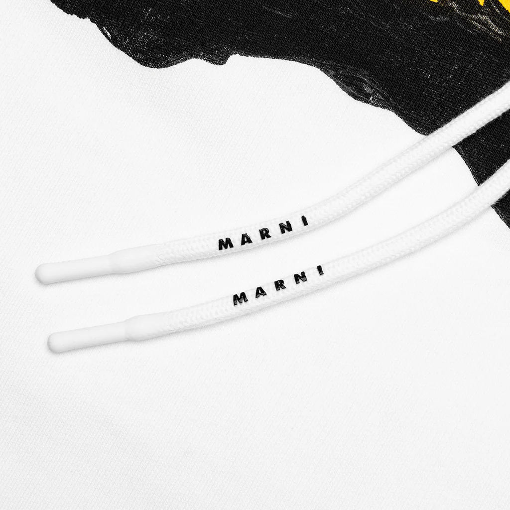 Painted On Collage Yellow Logo Hoodie - Lily White - Image 4