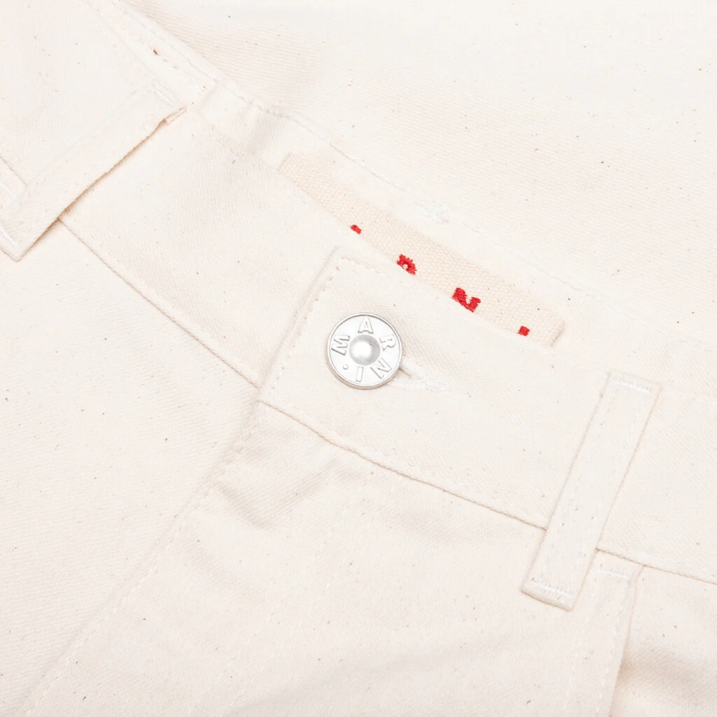 Cream Denim Shorts with Trunakaroo Plaque - Bone - Image 4