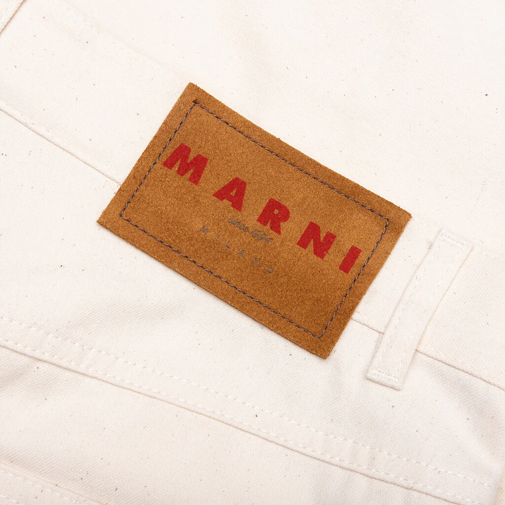 Cream Denim Shorts with Trunakaroo Plaque - Bone - Image 5