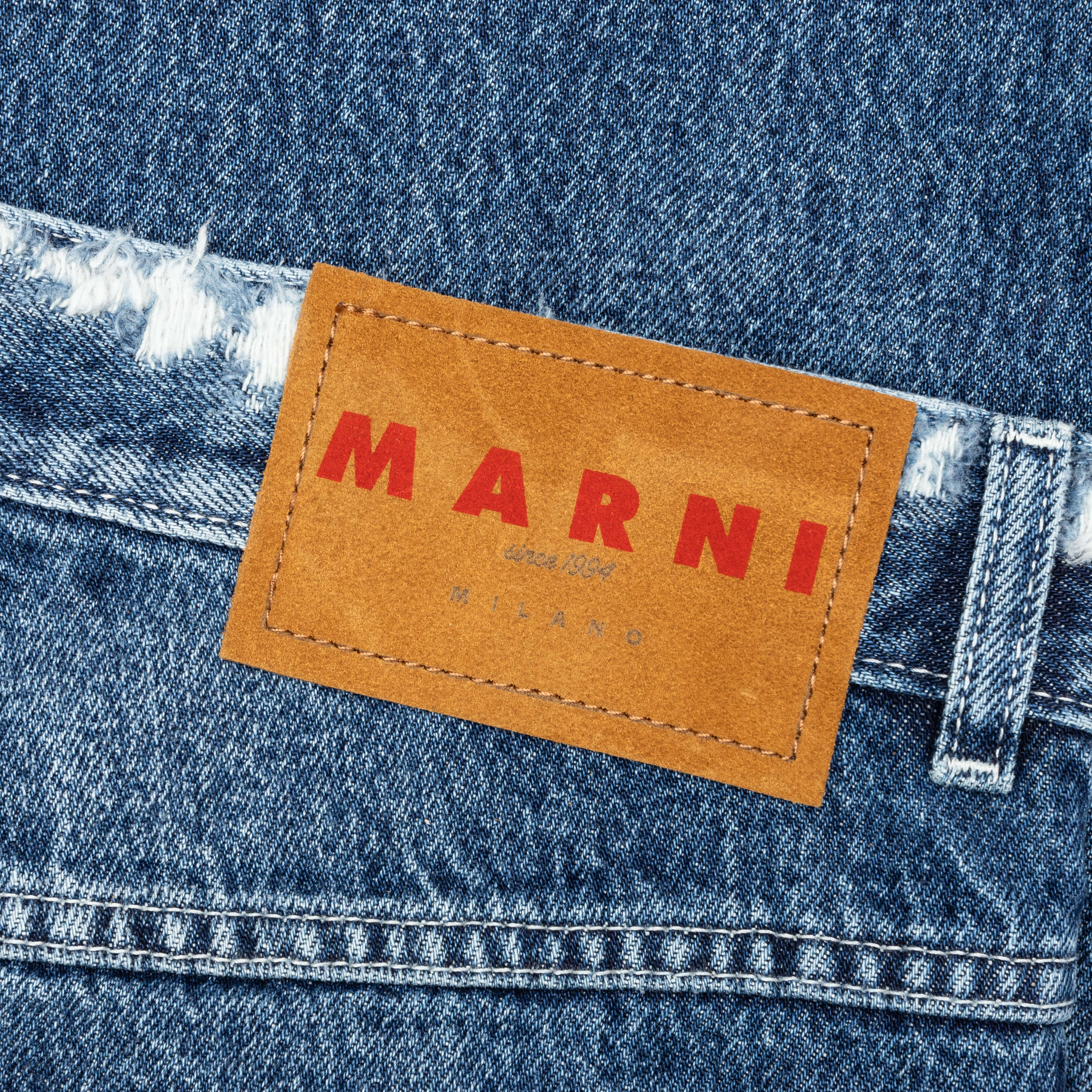 Virgin Wool Denim Trousers With Knitted Patches - Deep Blue - Image 6