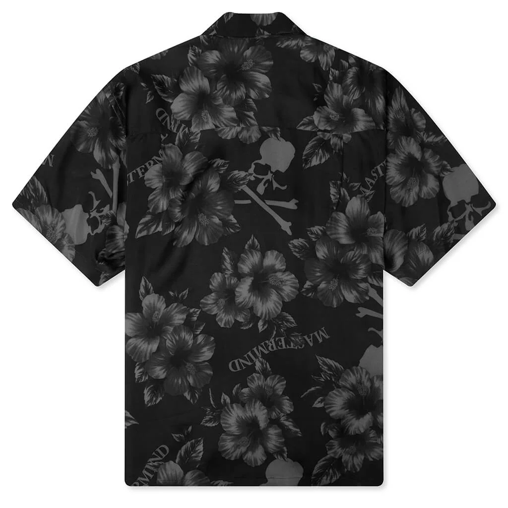 Hibiscus Washable Silk S/S Shirt - Monochrome - Image 2