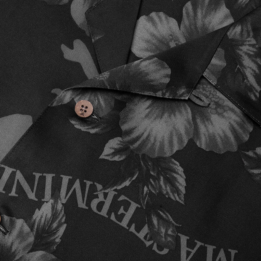 Hibiscus Washable Silk S/S Shirt - Monochrome - Image 3