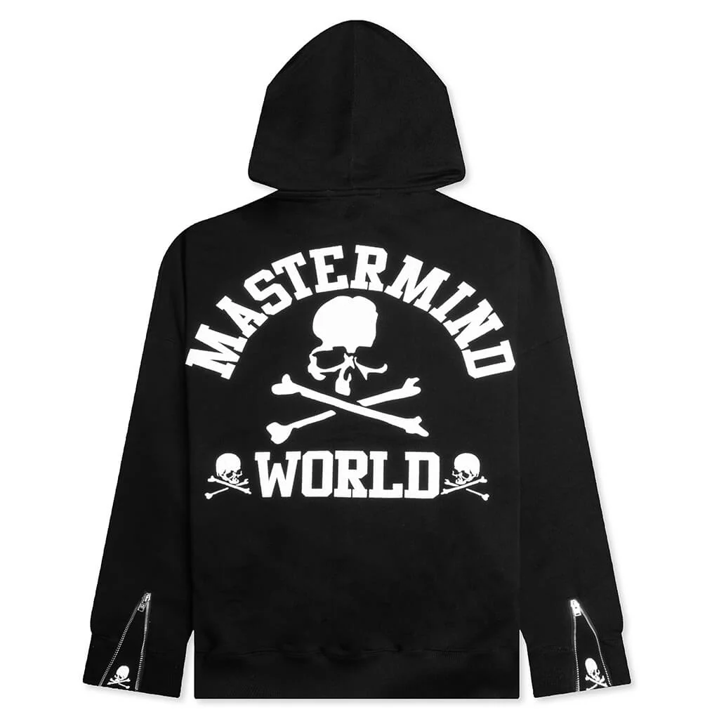 Zip Skull Knitted Hoodie - Black - Image 2