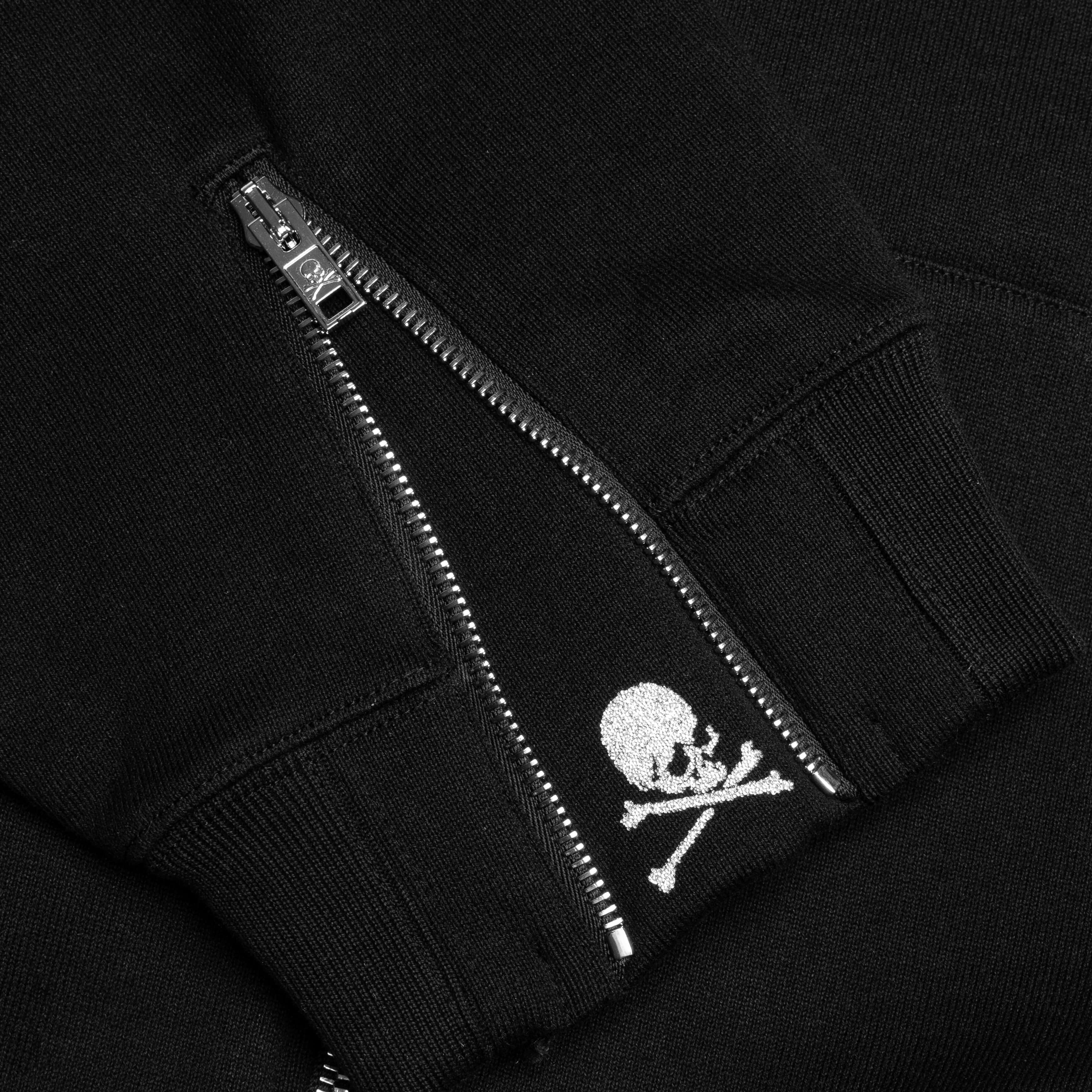 Zip Skull Knitted Hoodie - Black - Image 4