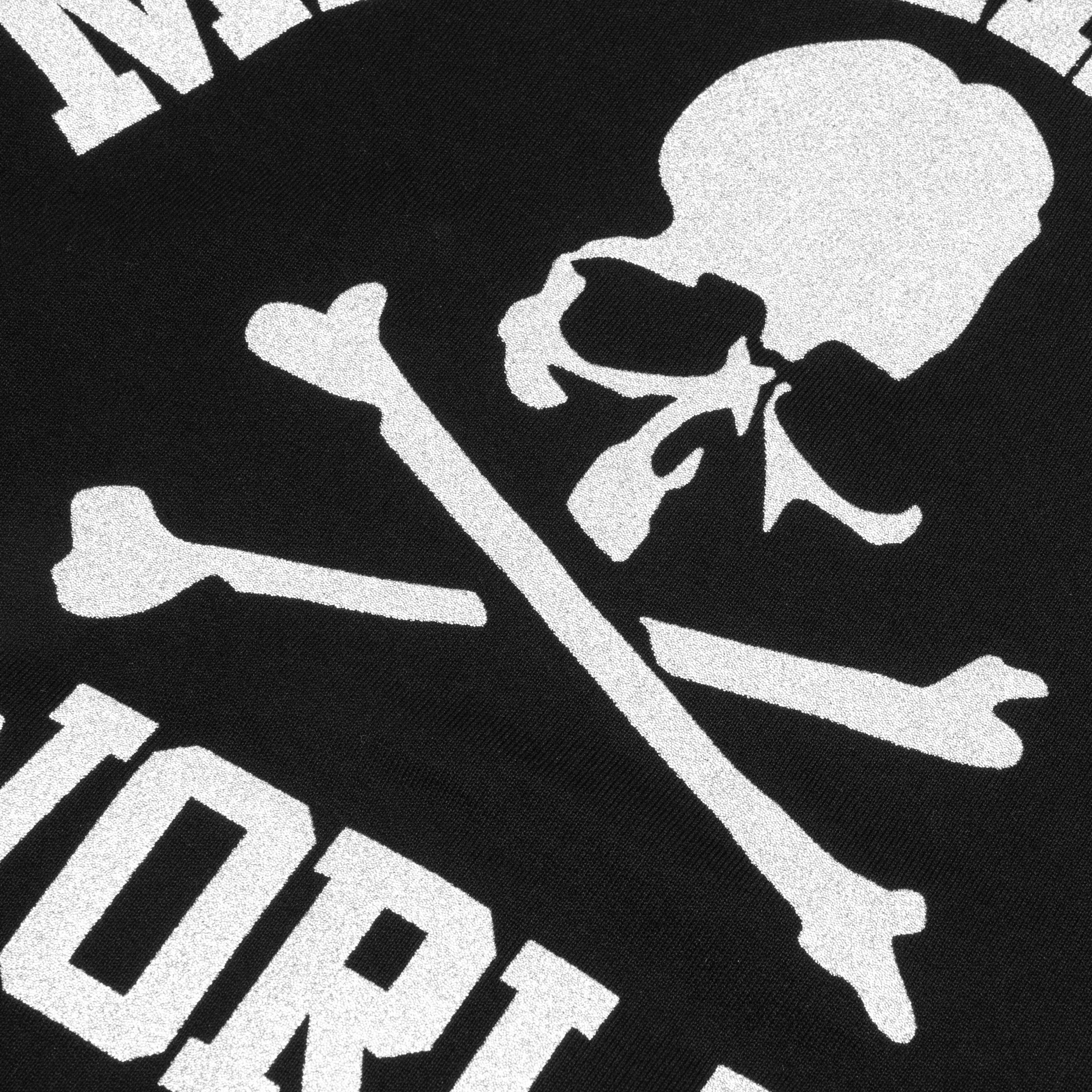 Zip Skull Knitted Hoodie - Black - Image 5