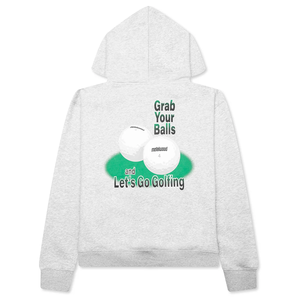 Grab Your Balls Hooded Sweatshirt - Heather Grey - Image 2