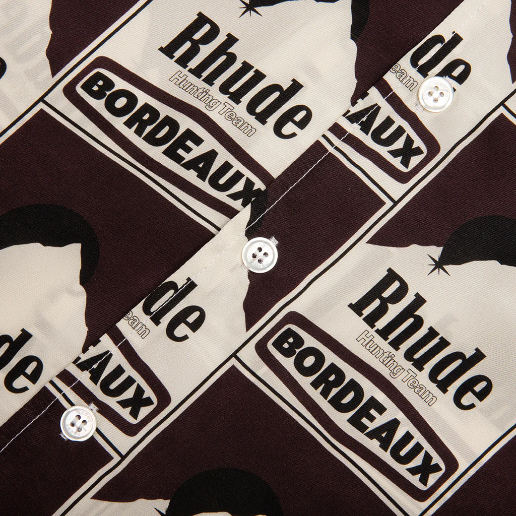 Moonlight Bordeaux Silk Shirt - Maroon/Off White - Image 3