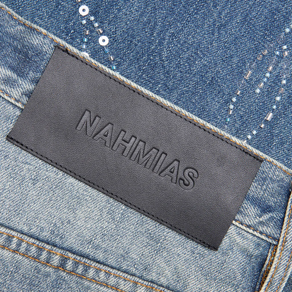 Beaded Wide Jeans - Dark Wash - Image 4