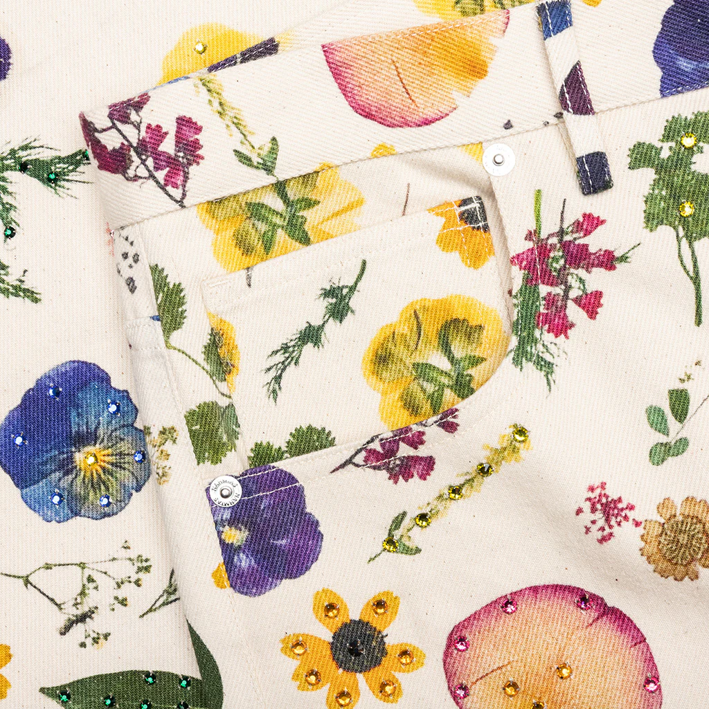 Floral Beaded Baggy Jean - Pressed Flower - Image 3
