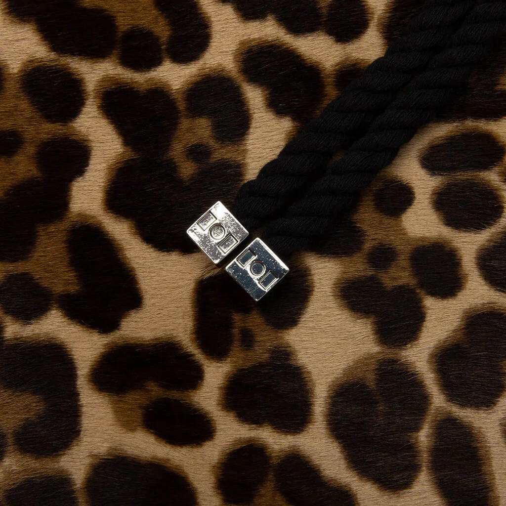 Leopard Print Calf Hair Basketball Shorts - Brown Leopard - Image 3