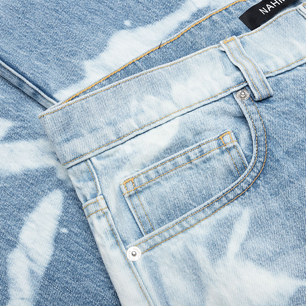 Patterned Bleach Baggy Jeans - Light Wash - Image 3