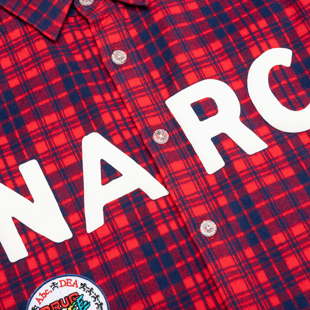 NARC Flannel Shirt - Red Plaid - Image 3