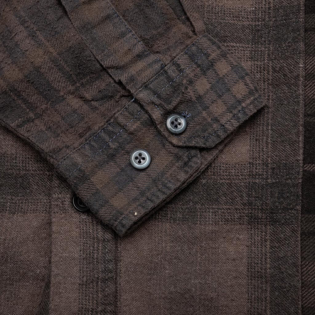 Flannel Shirt 7 Cuts Shirt Over Dye  - Brown - Image 4