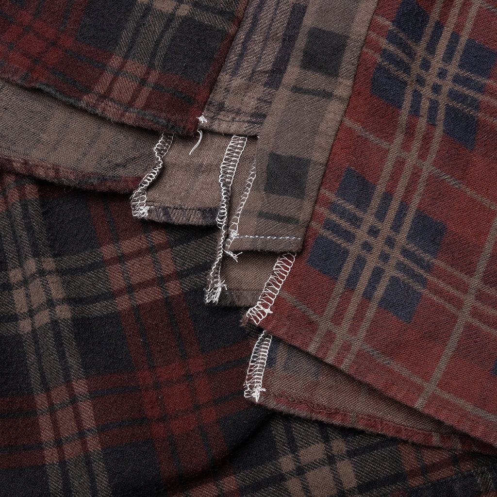 Flannel Shirt 7 Cuts Shirt Over Dye  - Brown - Image 3
