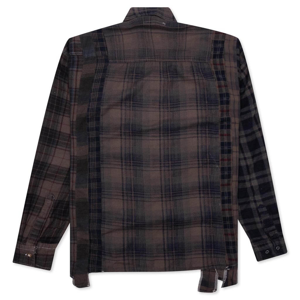 Flannel Shirt 7 Cuts Shirt Over Dye  - Brown - Image 2