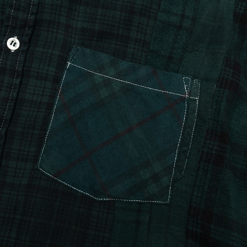 Flannel Shirt 7 Cuts Shirt Over Dye - Green - Image 5