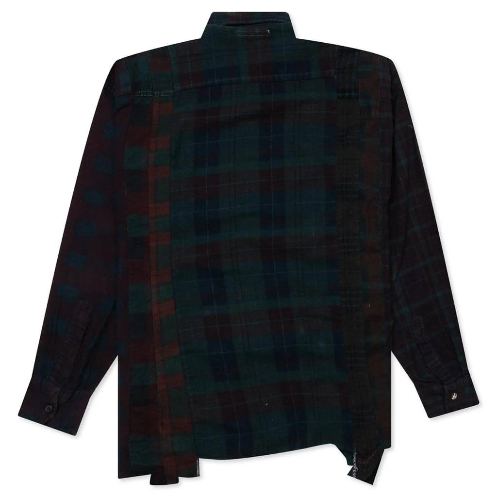 Flannel Shirt 7 Cuts Shirt Over Dye - Green - Image 2