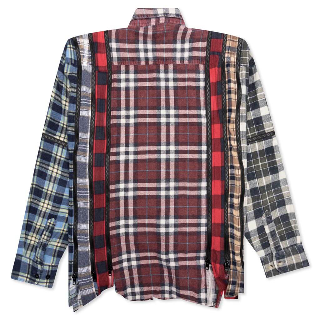 Flannel Shirt 7 Cuts Zipped Wide Shirt - Assorted - Image 2