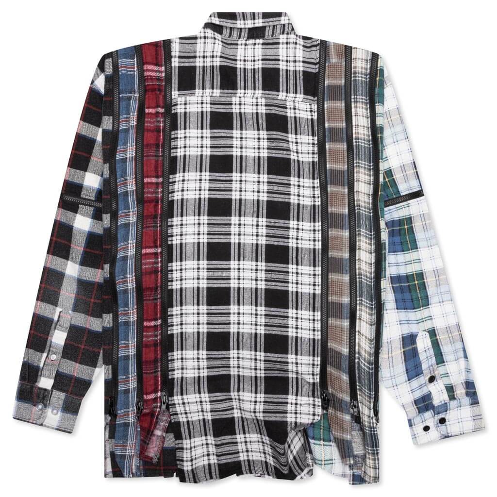Flannel Shirt 7 Cuts Zipped Wide Shirt - Assorted - Image 2
