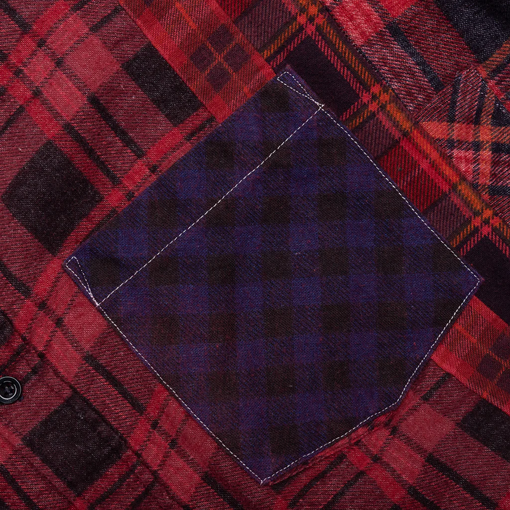 Over Dye 7 Cuts Wide Shirt - Red - Image 4