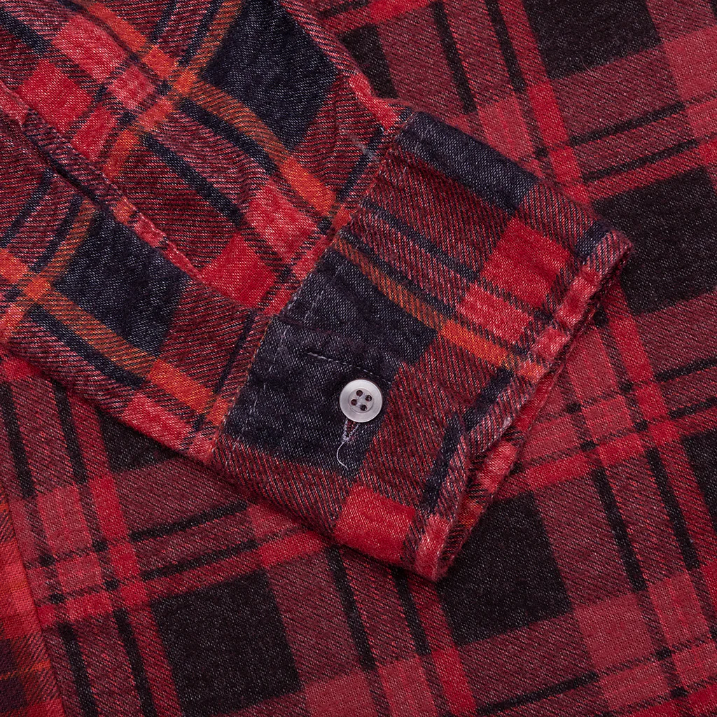 Over Dye 7 Cuts Wide Shirt - Red - Image 5