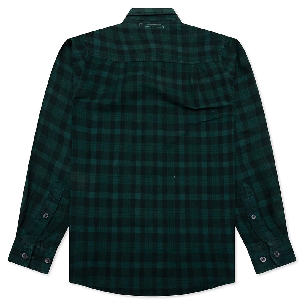 Over Dyed Ribbon Shirt - Green - Image 2