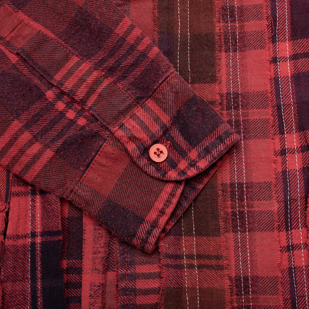 Over Dyed Ribbon Shirt - Red - Image 5