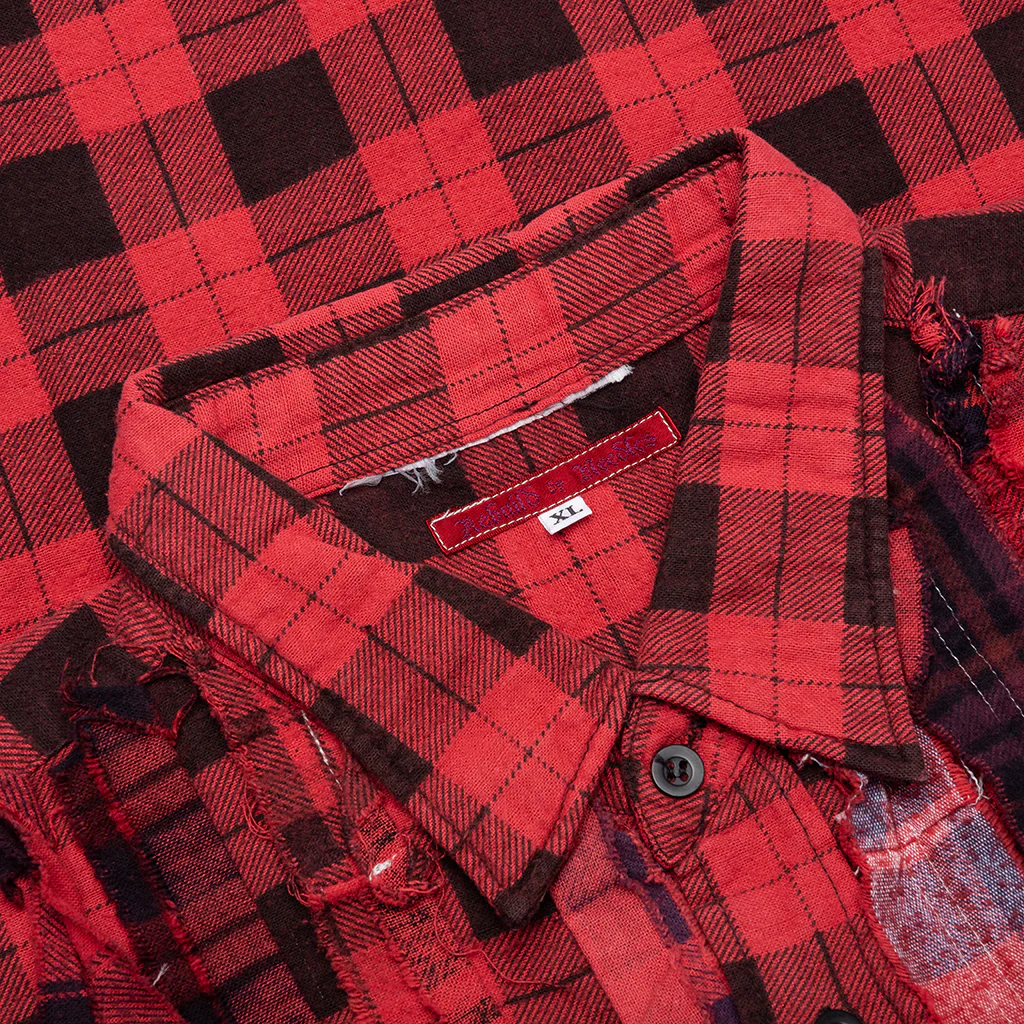 Over Dyed Ribbon Shirt - Red - Image 3