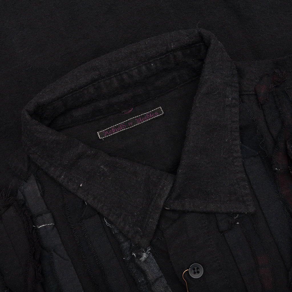 Over Dyed Ribbon Wide Shirt - Black - Image 3
