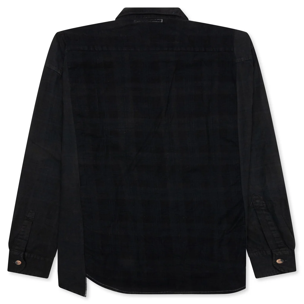Over Dyed Ribbon Wide Shirt - Black - Image 2