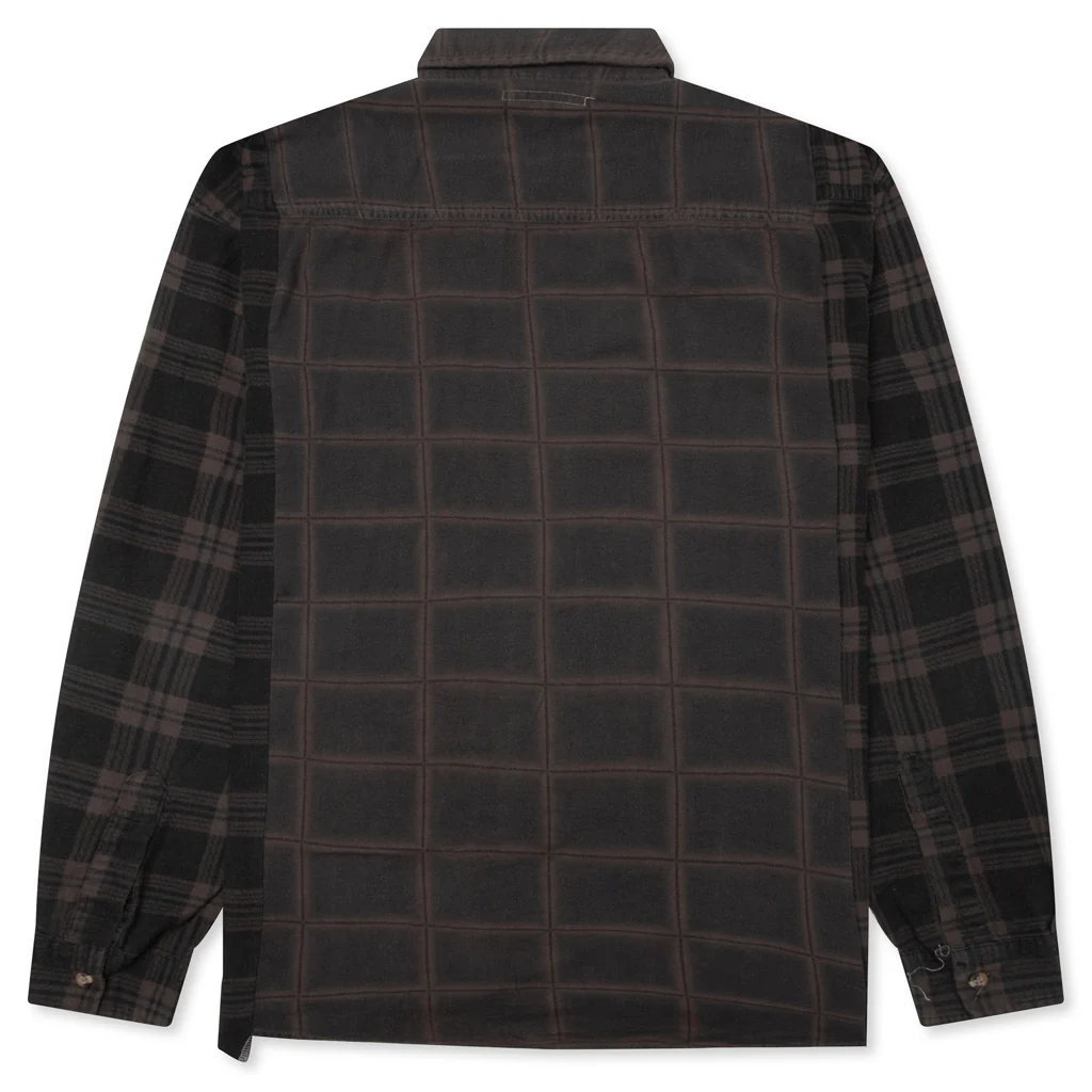Over Dyed Ribbon Wide Shirt - Brown - Image 2