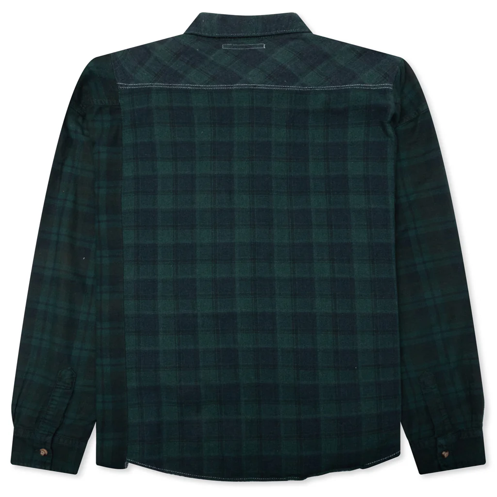 Over Dyed Ribbon Wide Shirt - Green - Image 2