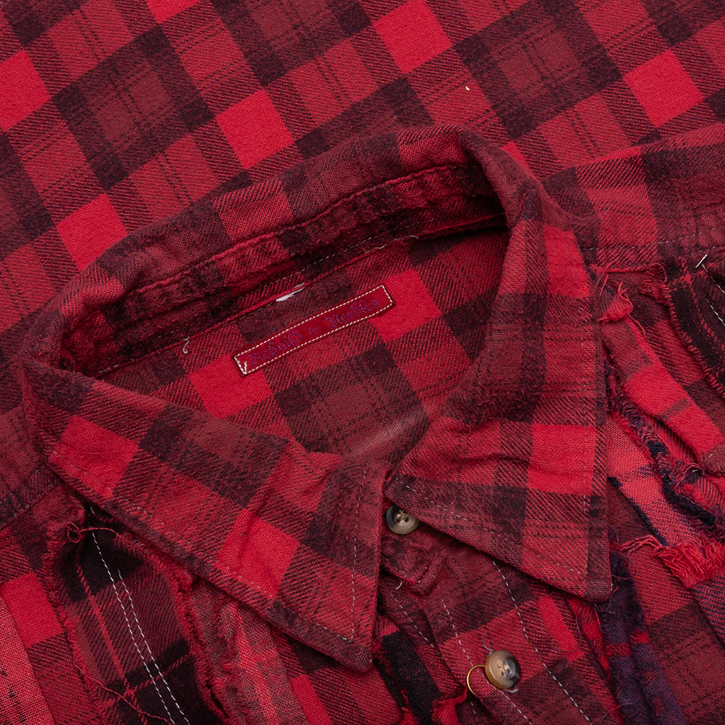 Over Dyed Ribbon Wide Shirt - Red - Image 3