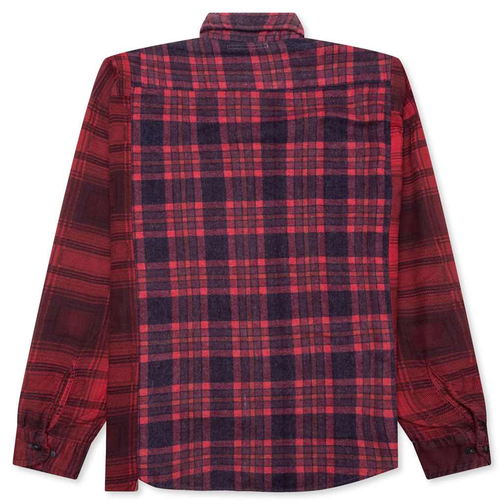 Over Dyed Ribbon Wide Shirt - Red - Image 2