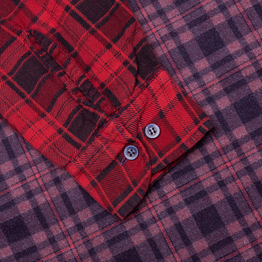 Over Dyed Ribbon Wide Shirt - Red - Image 5