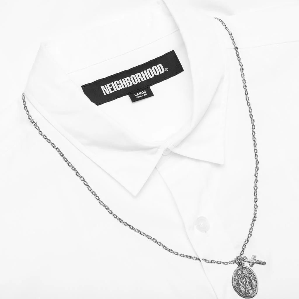 Medal & Cross Embroidery L/S Shirt - White - Image 3