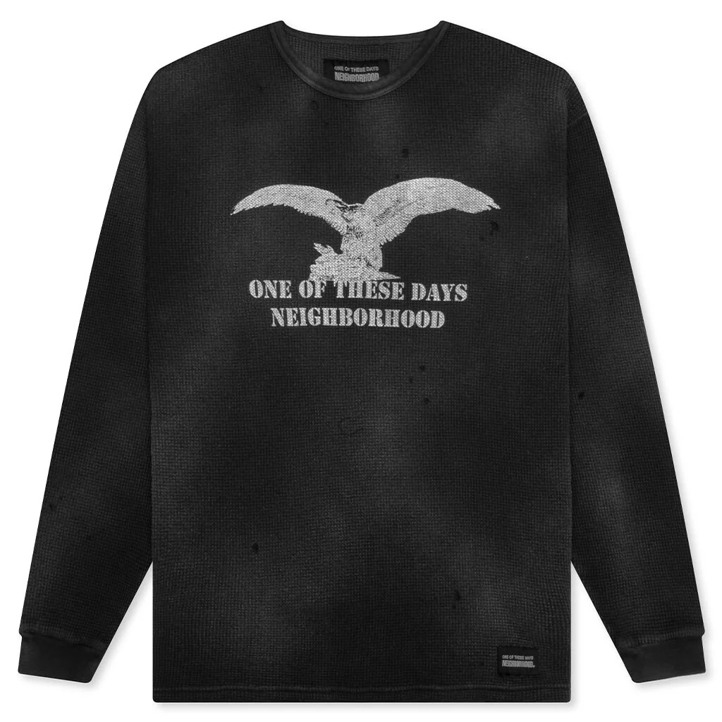 Neighborhood x One of These Days Waffle Fabric L/S Crewneck - Black