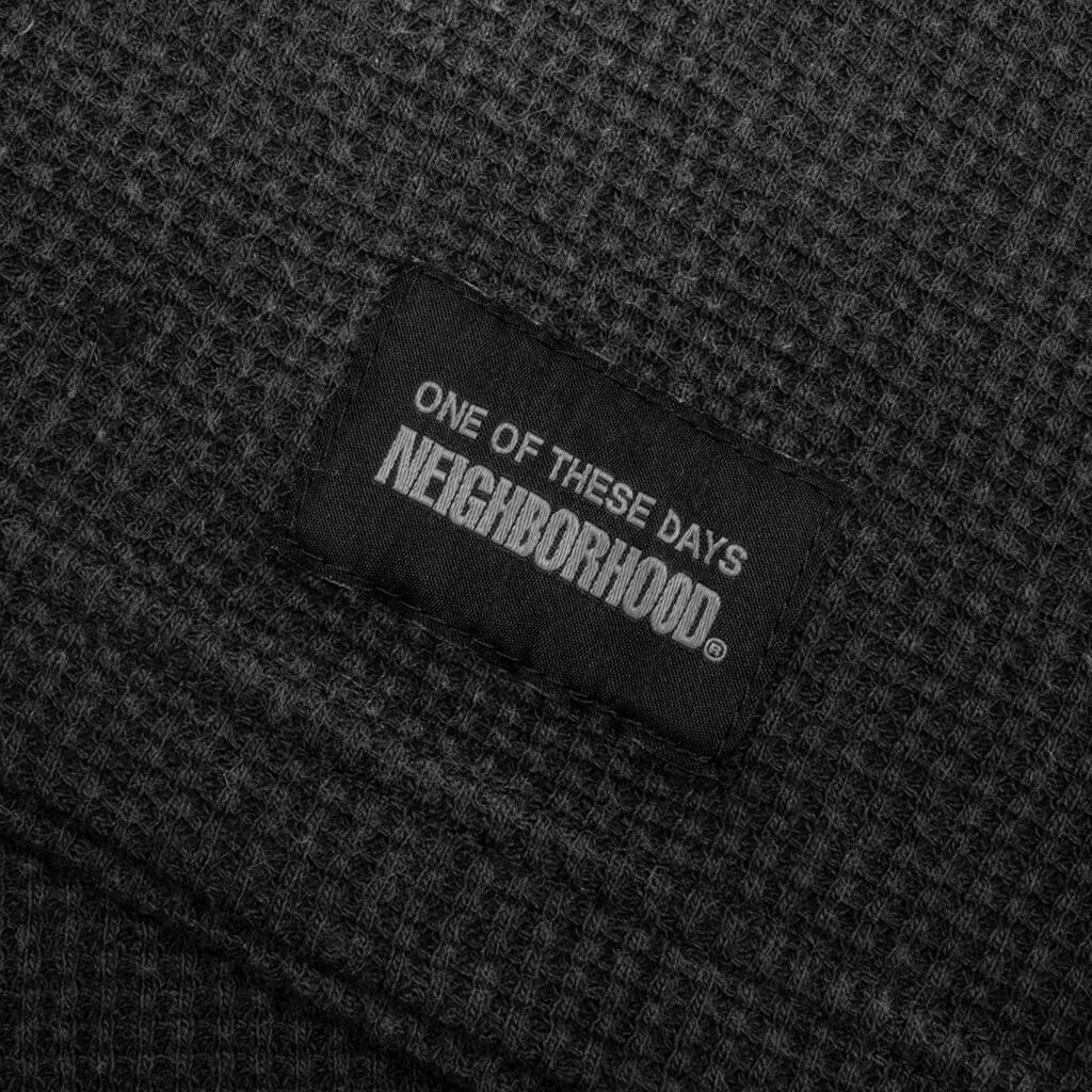 Neighborhood x One of These Days Waffle Fabric L/S Crewneck - Black - Image 4