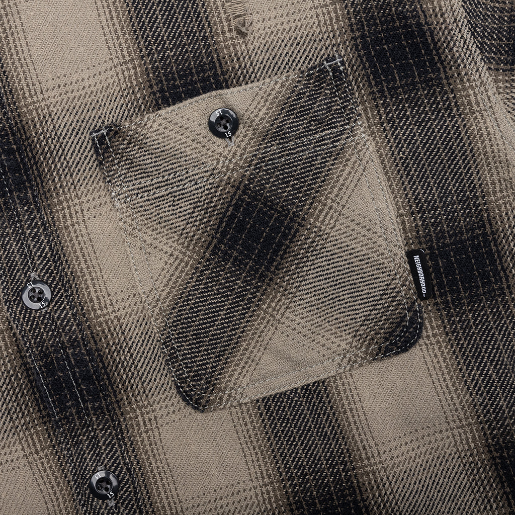 Savage Block Hombre Check Shirt LS - Greige - Image 4