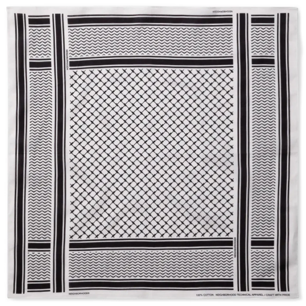 Shemagh Pattern Bandana - White/Black