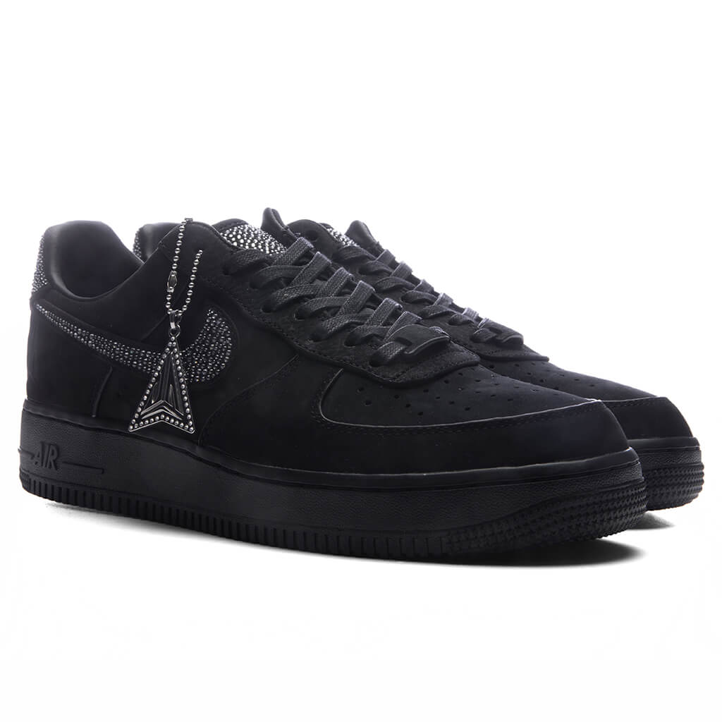 Nike x Ja Morant Air Force 1 Luxe Swarovski - Black/Metallic Silver/Cobalt Bliss - Image 2
