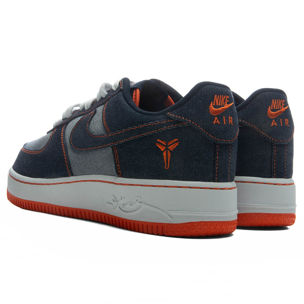 Nike x Kobe Bryant Air Force 1 Low 'Denim' - Obsidian/Safety Orange/White - Image 2