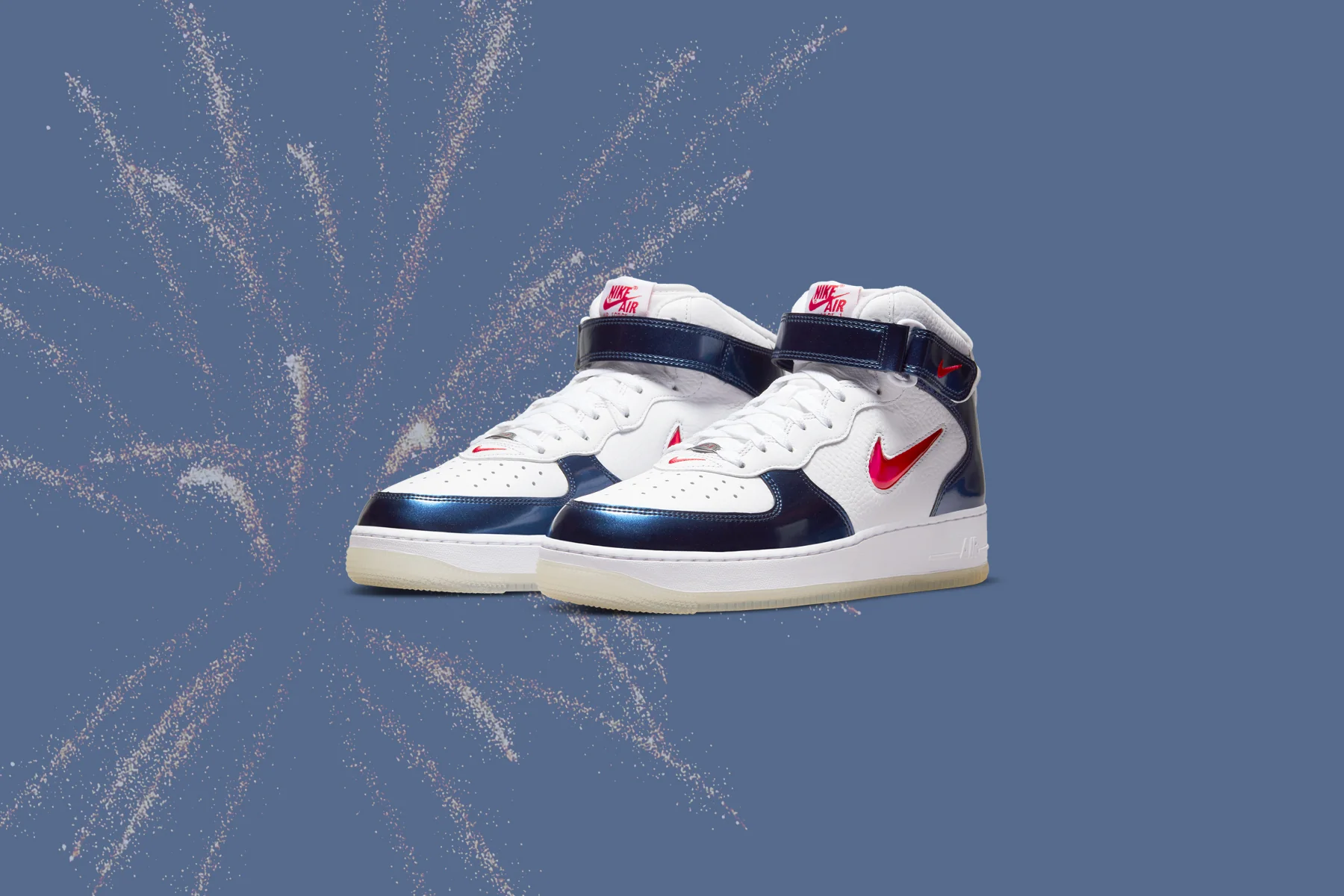 Air Force 1 Mid QS "Independence Day" - White/University Red/Midnight Navy - Image 6