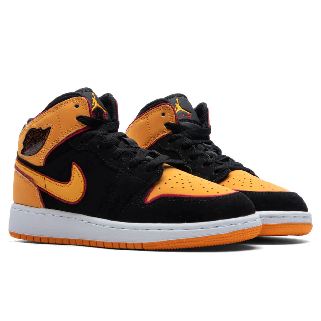 Air Jordan 1 Mid SE (GS) - Black/Vivid Orange/Cardinal Red - Image 2