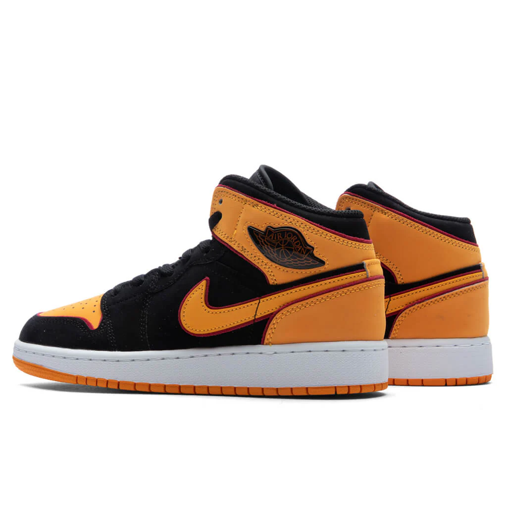 Air Jordan 1 Mid SE (GS) - Black/Vivid Orange/Cardinal Red - Image 3
