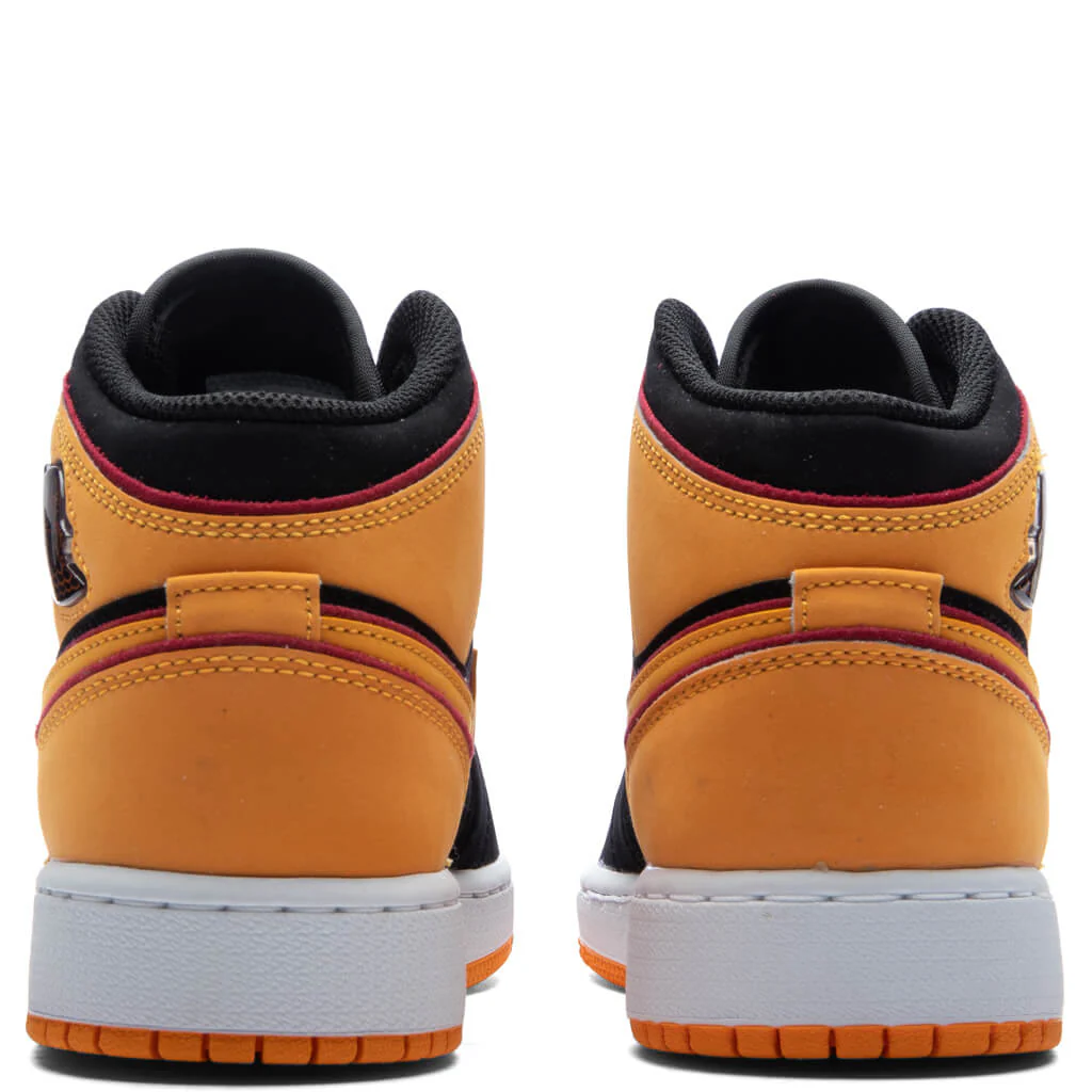 Air Jordan 1 Mid SE (GS) - Black/Vivid Orange/Cardinal Red - Image 4