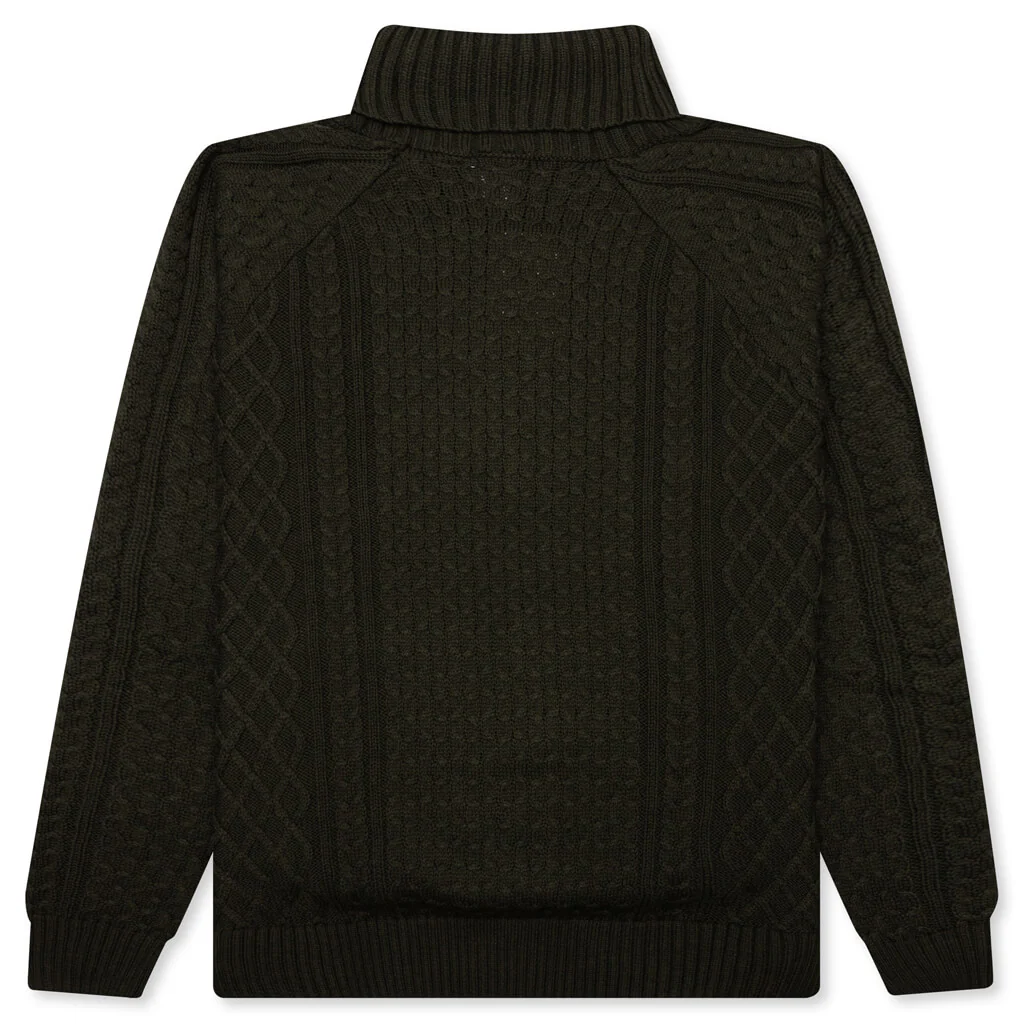Nike Life Cable Knit Turtleneck Sweater - Cargo Khaki - Image 2