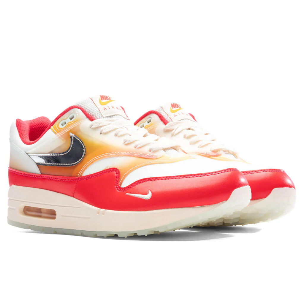 Women's Air Max 1 '87 PRM 'Soft Vinyl' - Sail/Metallic Silver/Siren Red - Image 2