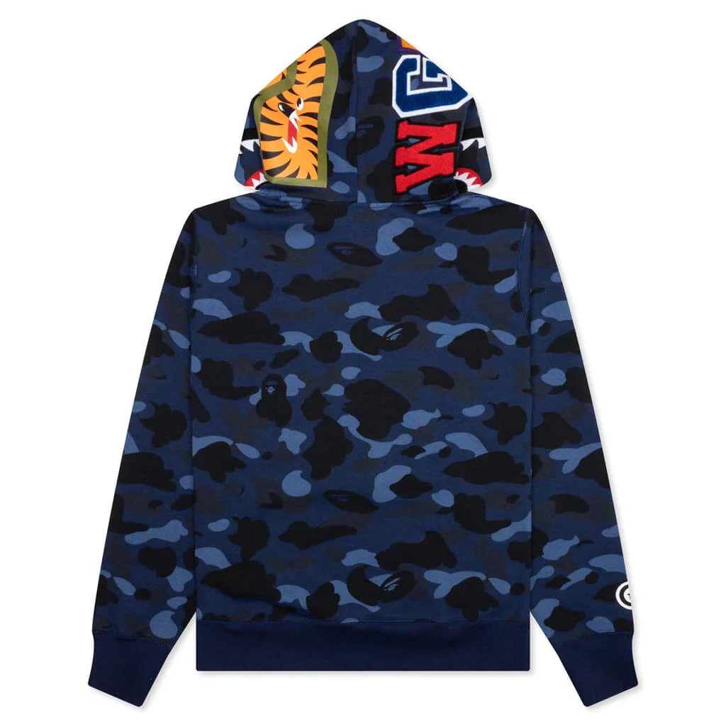 Color Camo Shark Pullover Hoodie - Navy - Image 2